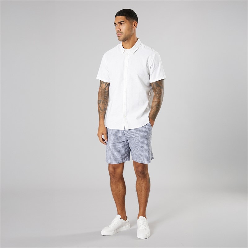 Solid Mens Short Sleeve Shirt Off White - Image 3