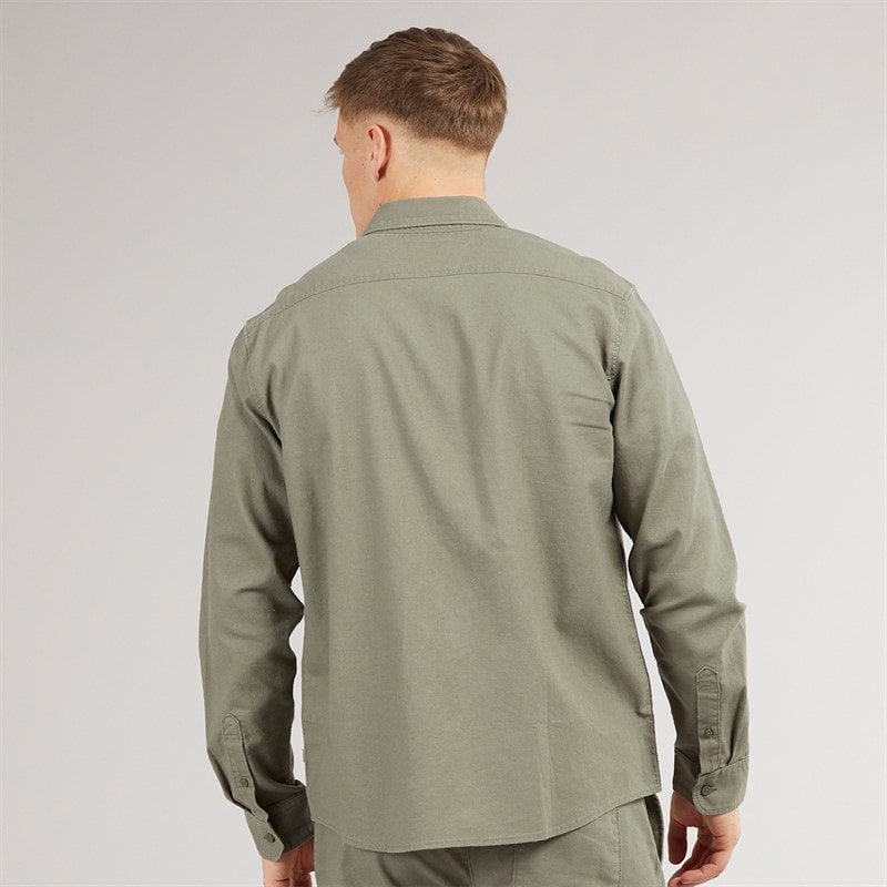 Solid Mens Long Sleeve Shirt Dusty Olive - Image 2