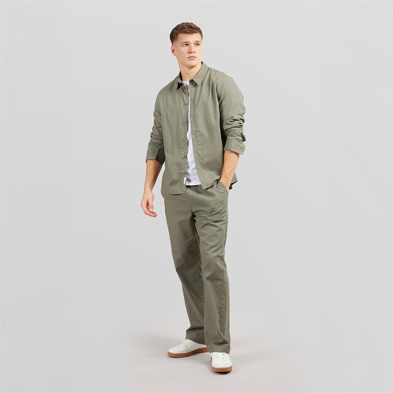 Solid Mens Long Sleeve Shirt Dusty Olive - Image 4
