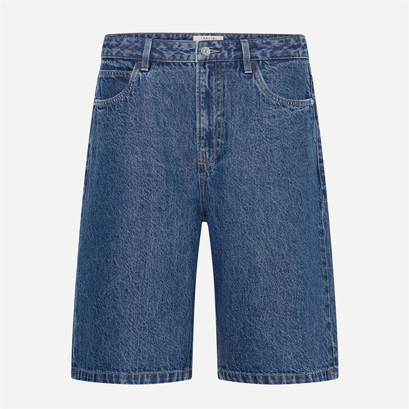Solid Mens Sdomidt Loose Fit Denim Shorts Middle Blue Denim - Image 2
