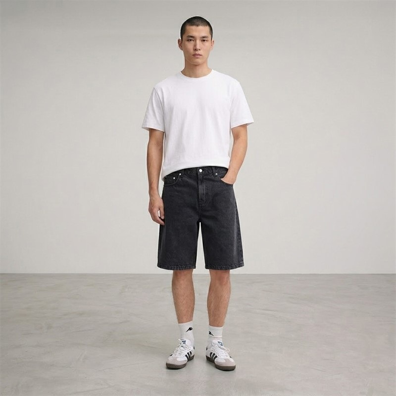 Solid Mens Sdomidt Loose Fit Denim Shorts Grey Denim - Image 1