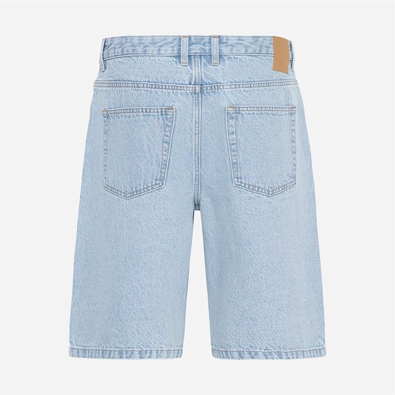 Solid Mens Sdomidt Loose Fit Denim Shorts Light Blue Denim - Image 3