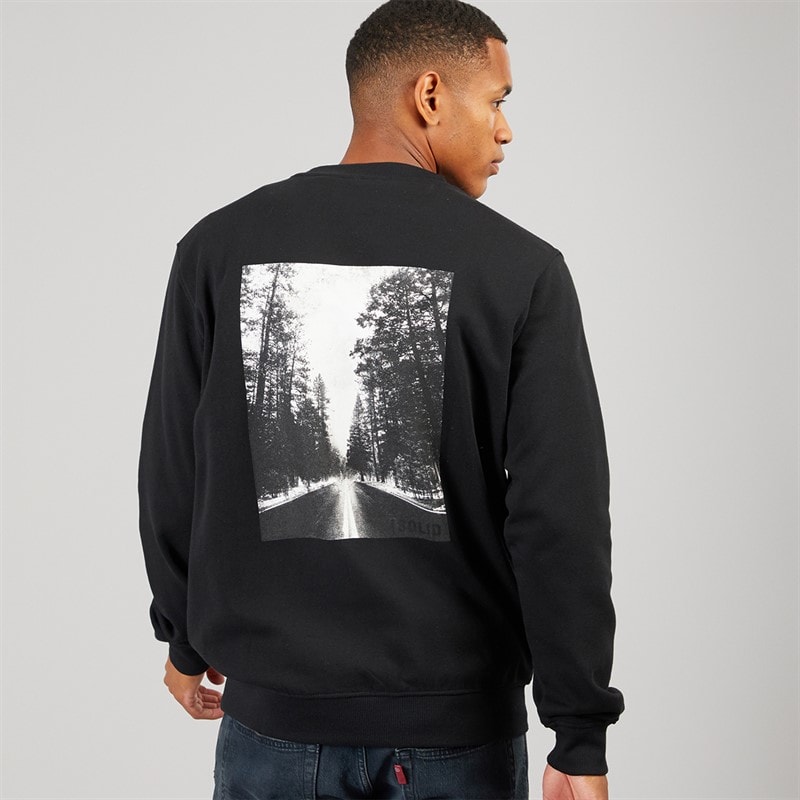 Solid Mens Holton Crew Sweatshirt True Black - Image 3