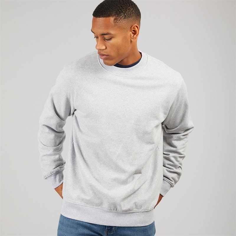 Solid Mens Holton Crew Sweatshirt Light Grey Melange - Image 2