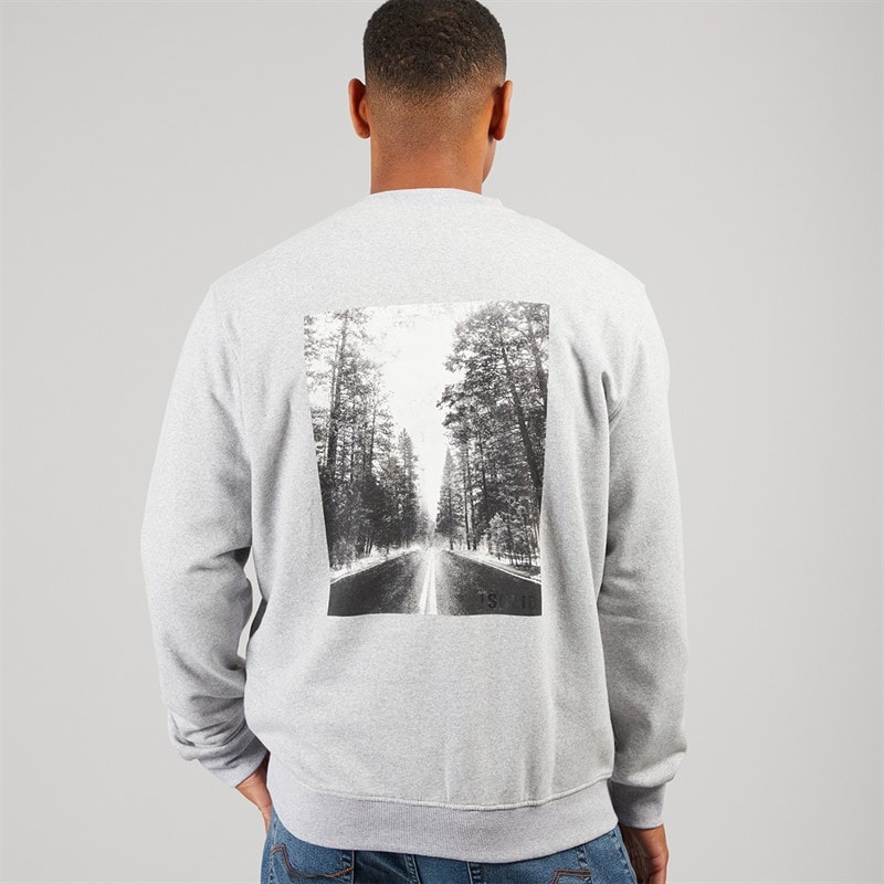 Solid Mens Holton Crew Sweatshirt Light Grey Melange - Image 3