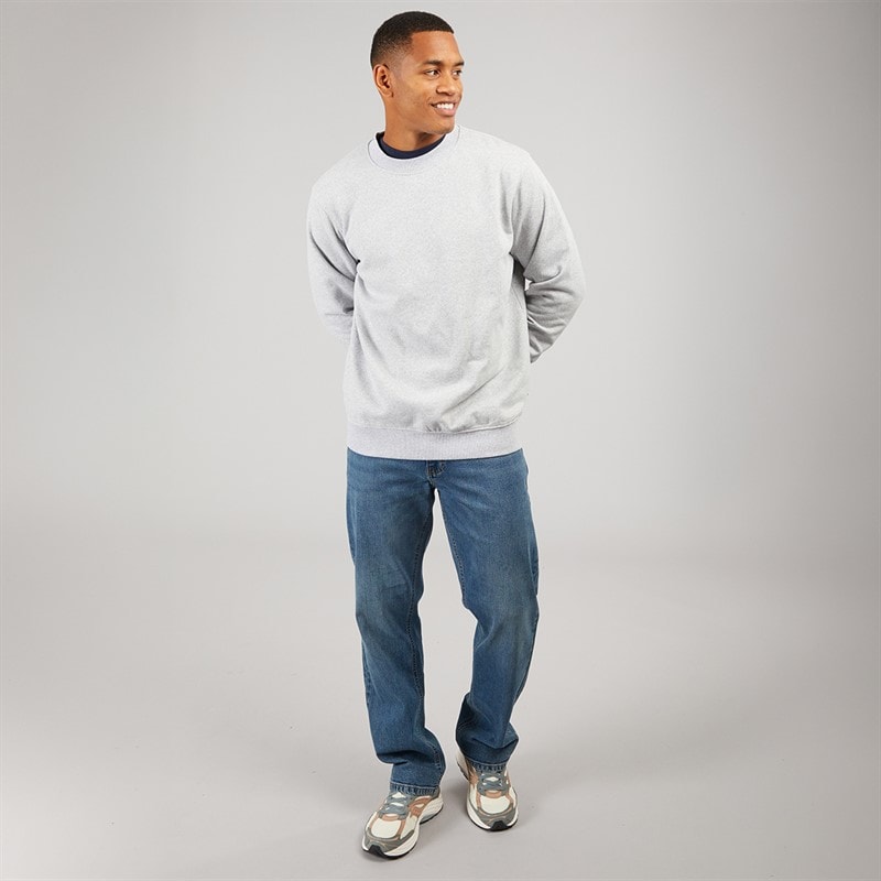Solid Mens Holton Crew Sweatshirt Light Grey Melange - Image 4