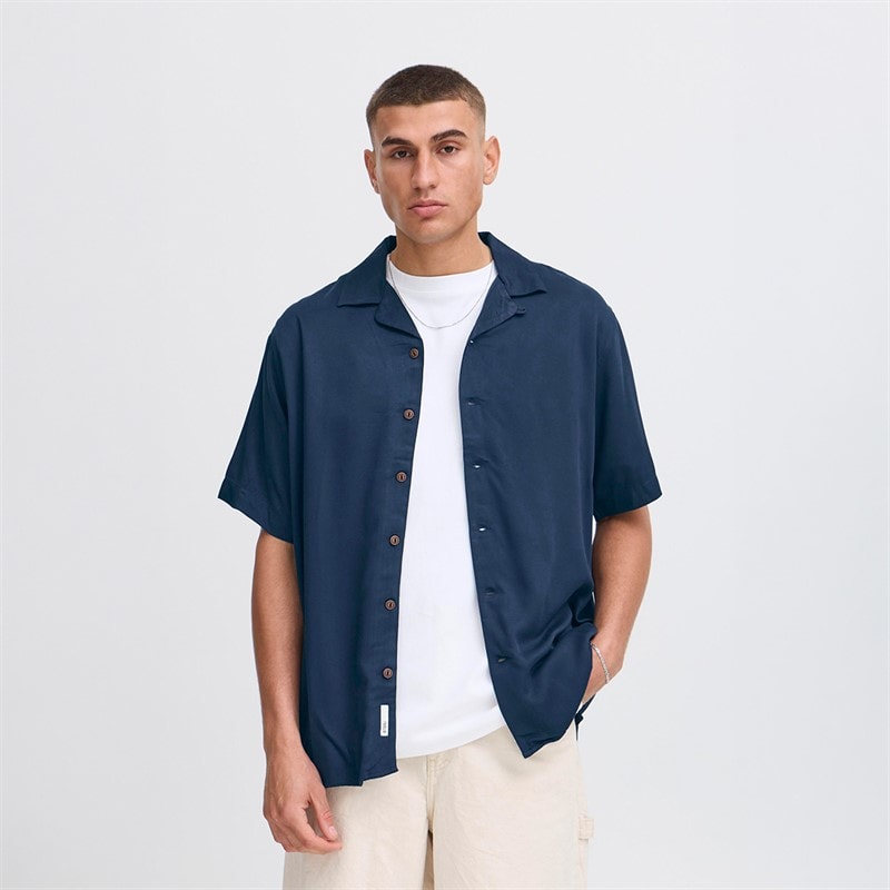 Solid Mens Pablo Short Sleeve Shirt Insignia Blue