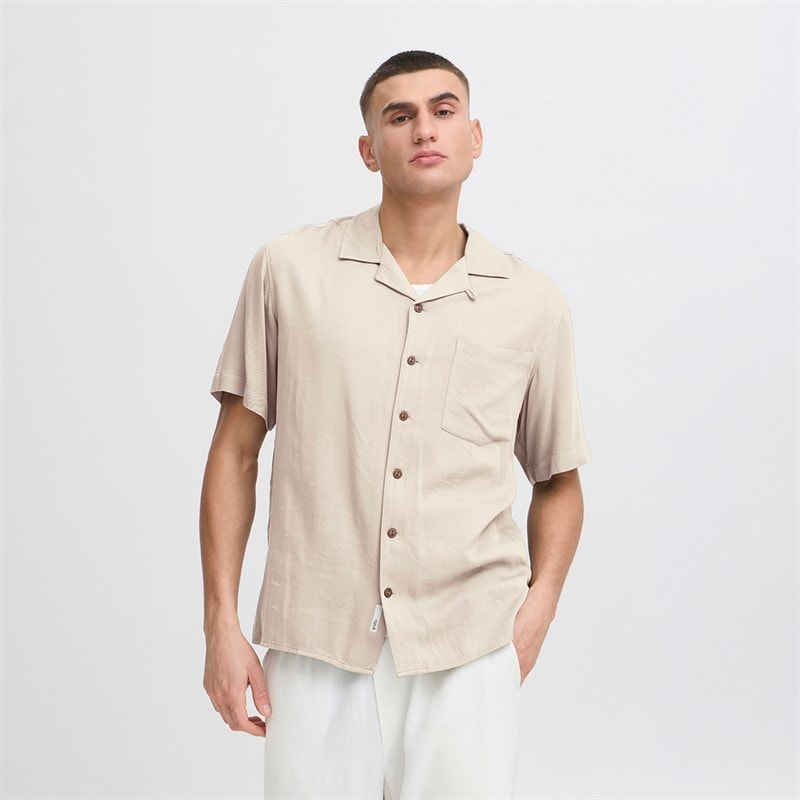 Solid Mens Pablo Short Sleeve Shirt Oatmeal