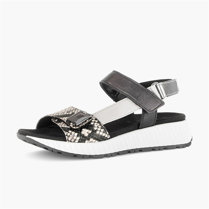 Gabor Womens Ankle Strap Sandals Black/Snake - Image 2