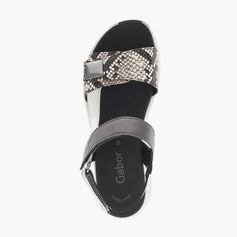 Gabor Womens Ankle Strap Sandals Black/Snake - Image 3