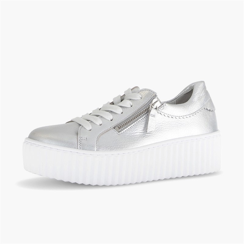 Gabor Womens Platform Trainers Silver - Image 2