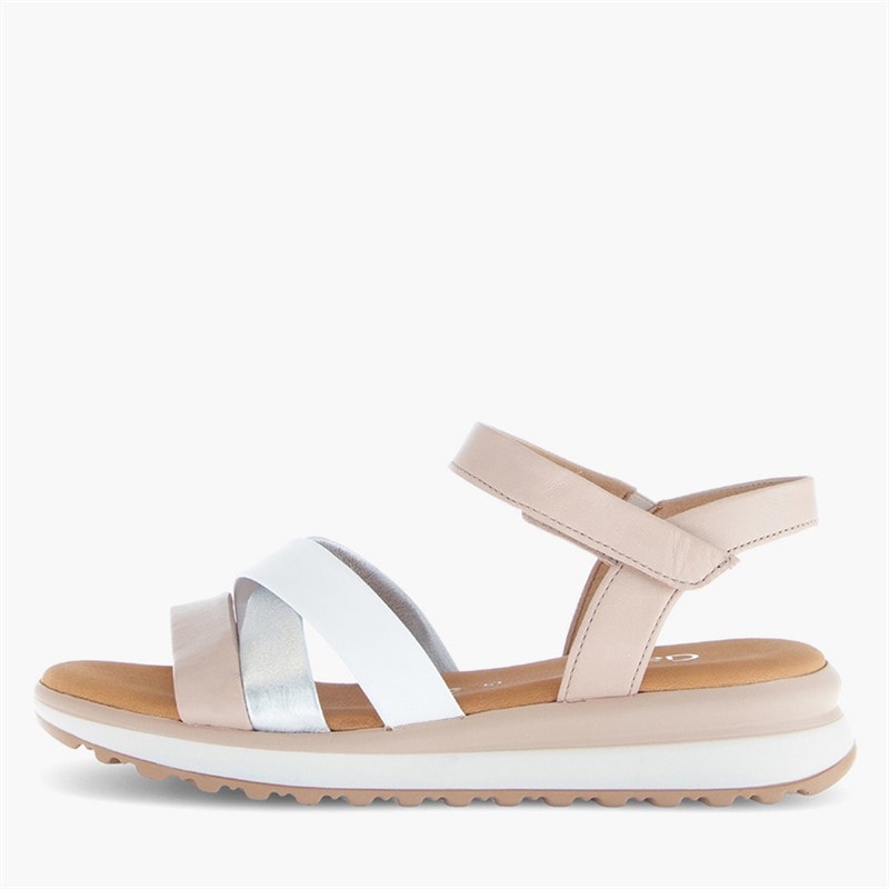 Gabor Womens Ankle Strap Sandals White/Silver/Rose
