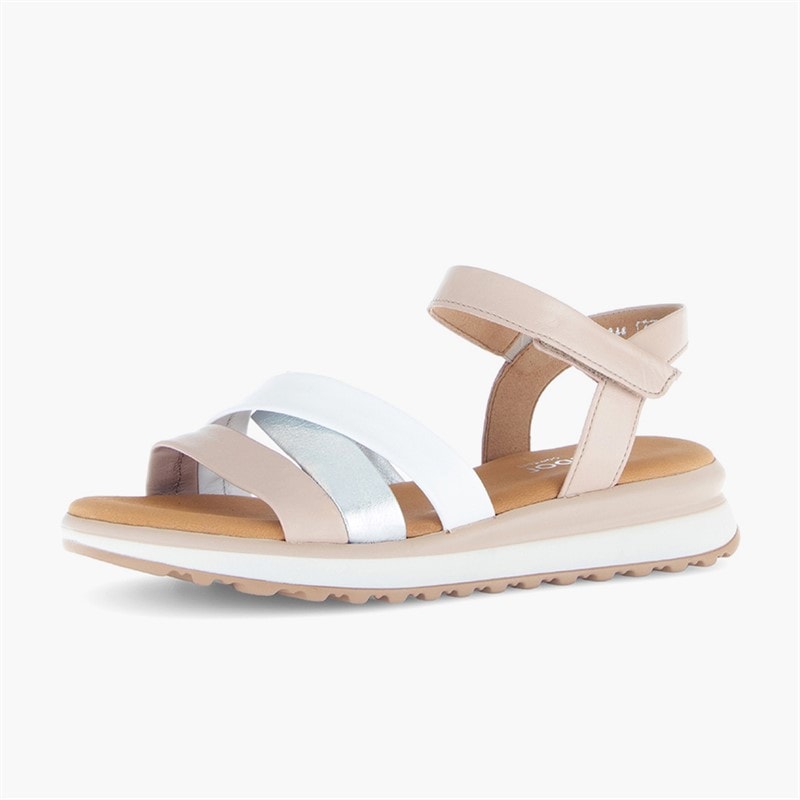 Gabor Womens Ankle Strap Sandals White/Silver/Rose - Image 2