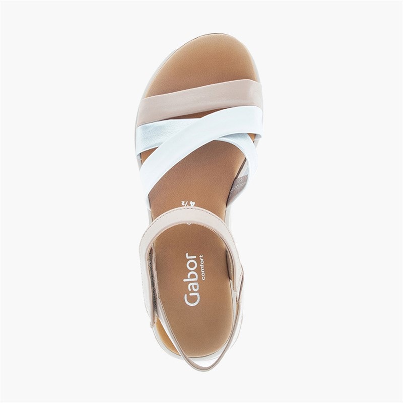 Gabor Womens Ankle Strap Sandals White/Silver/Rose - Image 3