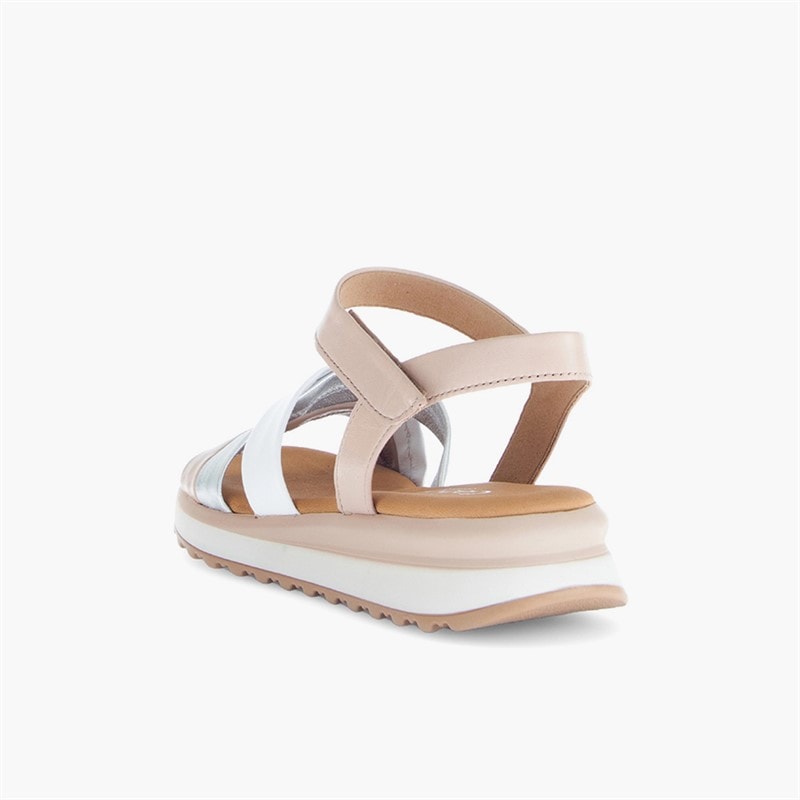 Gabor Womens Ankle Strap Sandals White/Silver/Rose - Image 4