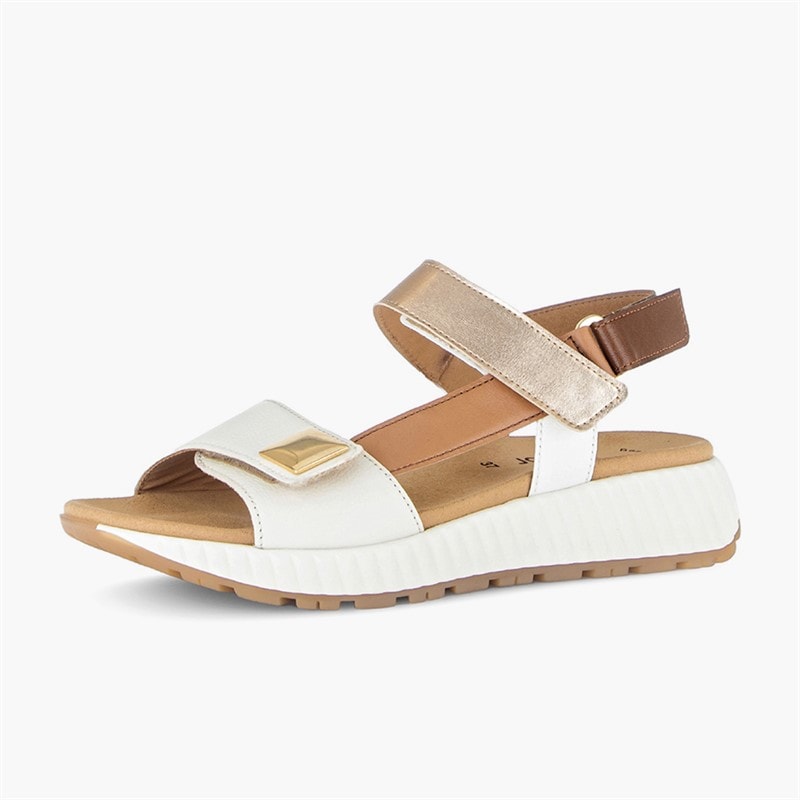 Gabor Womens Ankle Strap Sandals Tan/Gold - Image 2