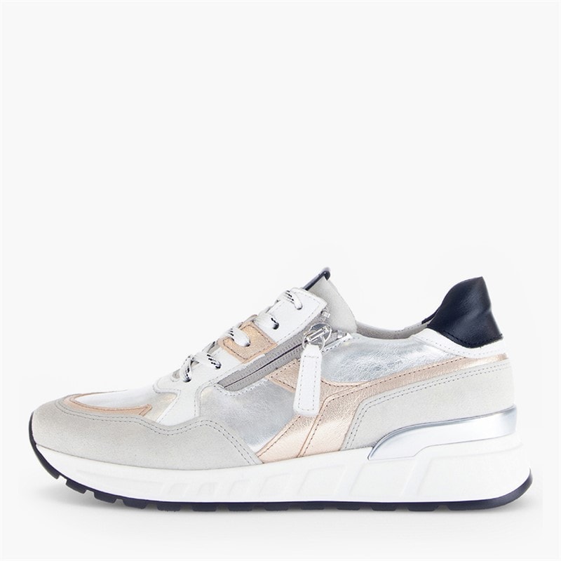 Gabor Womens Retro Zip Detail Trainers White/Silver