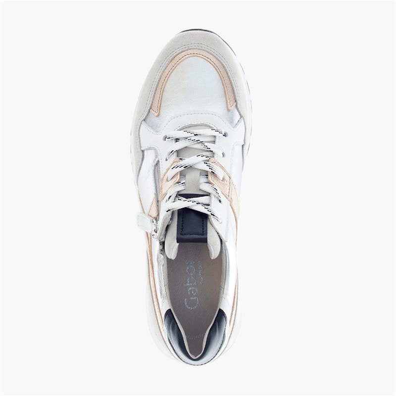 Gabor Womens Retro Zip Detail Trainers White/Silver - Image 3