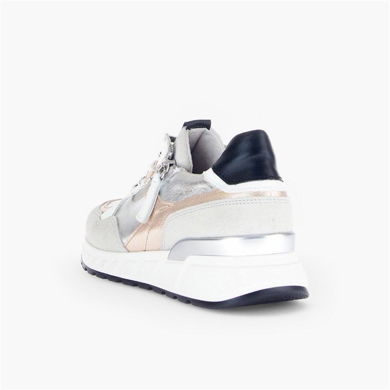 Gabor Womens Retro Zip Detail Trainers White/Silver - Image 4