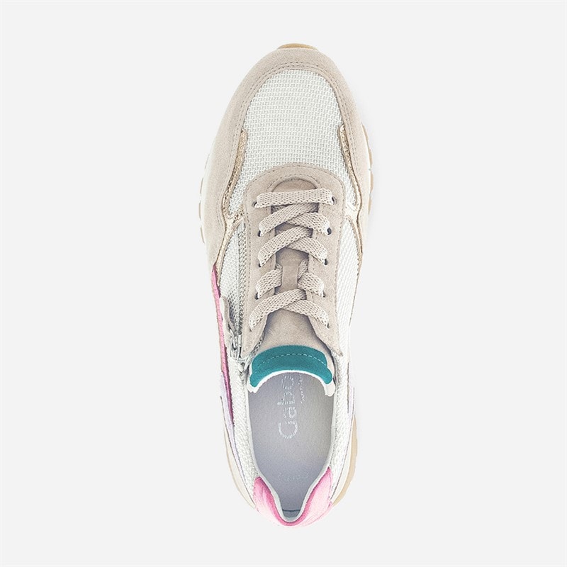 Gabor Womens Retro Zip Detail Trainers White/Grey/Pink - Image 3