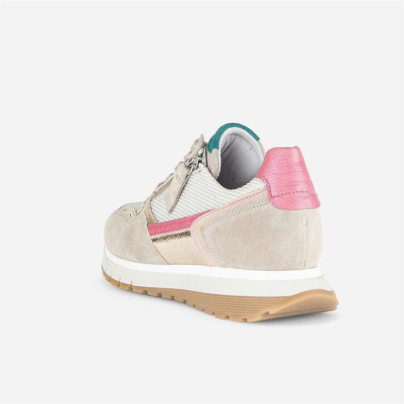 Gabor Womens Retro Zip Detail Trainers White/Grey/Pink - Image 4