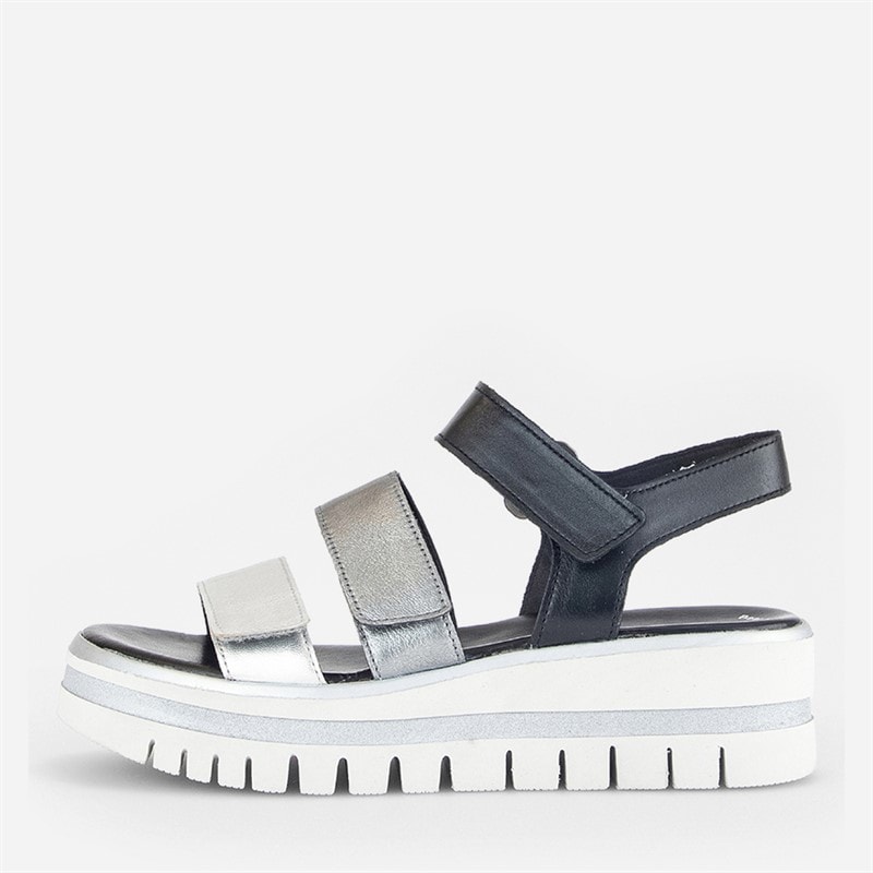 Gabor Womens Ankle Strap Sandals Black/Silver