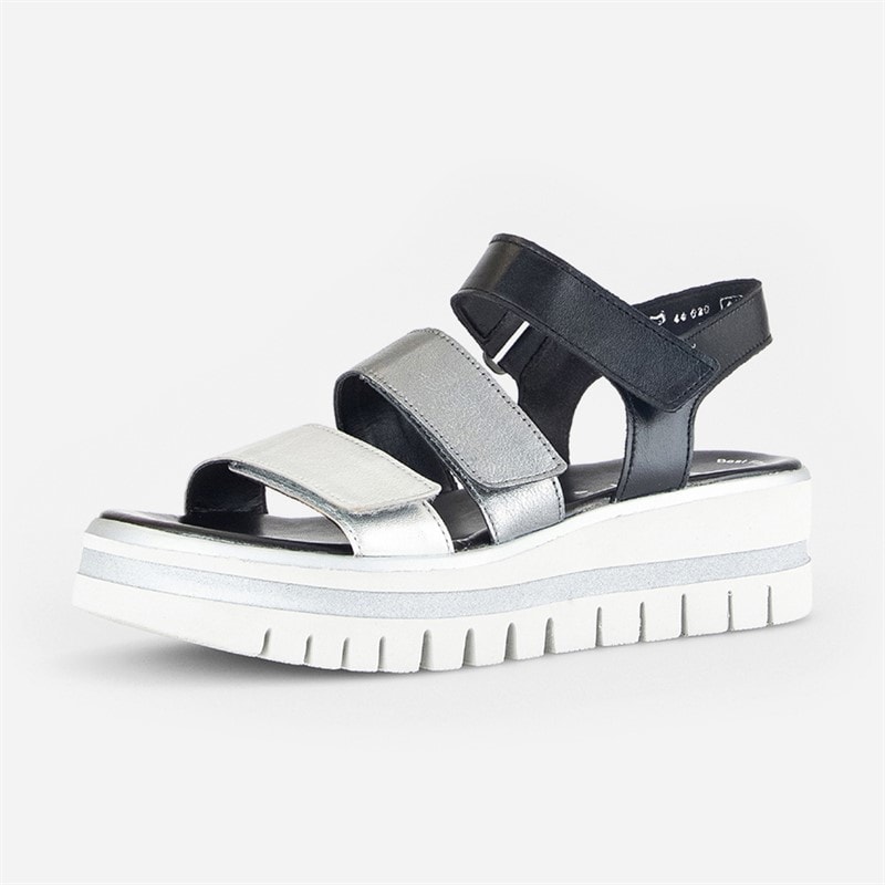 Gabor Womens Ankle Strap Sandals Black/Silver - Image 2