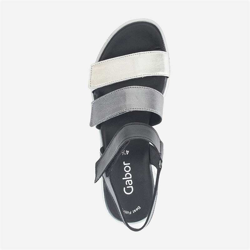 Gabor Womens Ankle Strap Sandals Black/Silver - Image 3