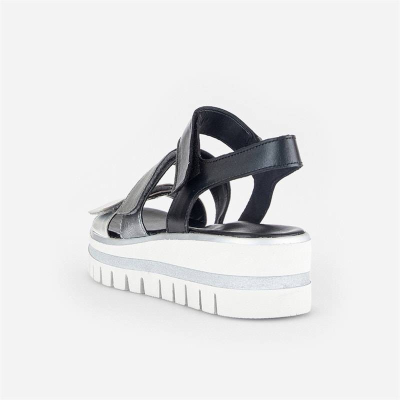 Gabor Womens Ankle Strap Sandals Black/Silver - Image 4