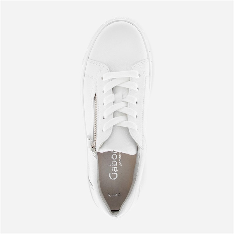 Gabor Womens Platform Trainers White/Silver - Image 3