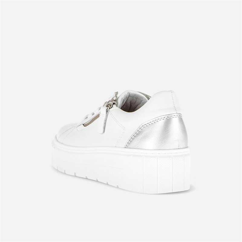 Gabor Womens Platform Trainers White/Silver - Image 4