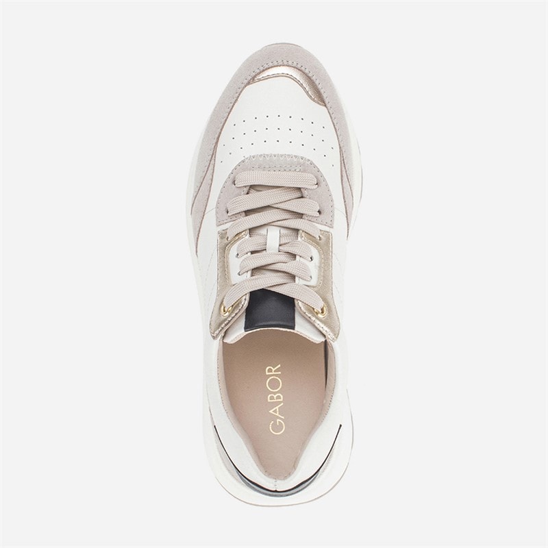 Gabor Womens Zip Detail Trainers White/Grey/Black - Image 3