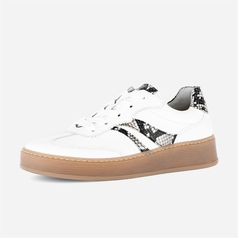 Gabor Womens Leather Trainers White/Snake - Image 2