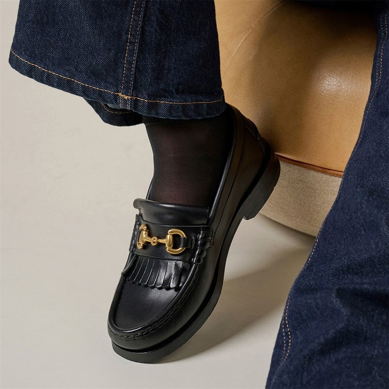 Playboy Footwear Womens Valerie Loafers Black Leather - Image 4