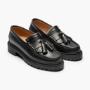 Playboy Footwear Womens Edith Loafers Black Leather