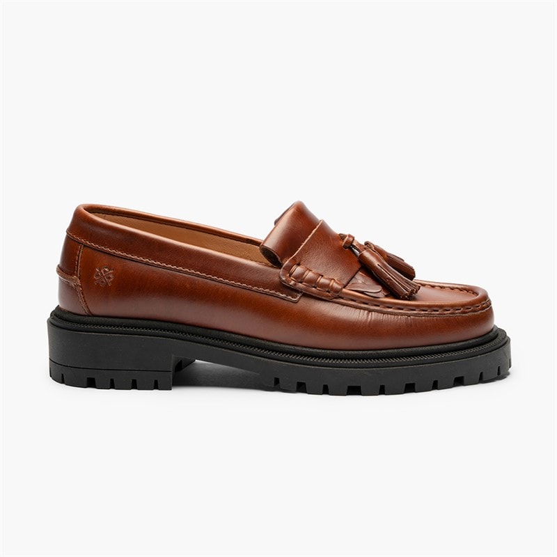 Playboy Footwear Womens Edith Loafers Brandy Leather - Image 2