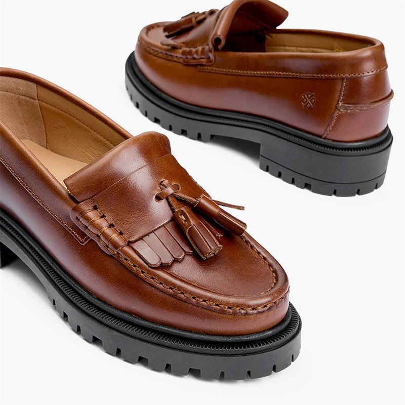 Playboy Footwear Womens Edith Loafers Brandy Leather - Image 3