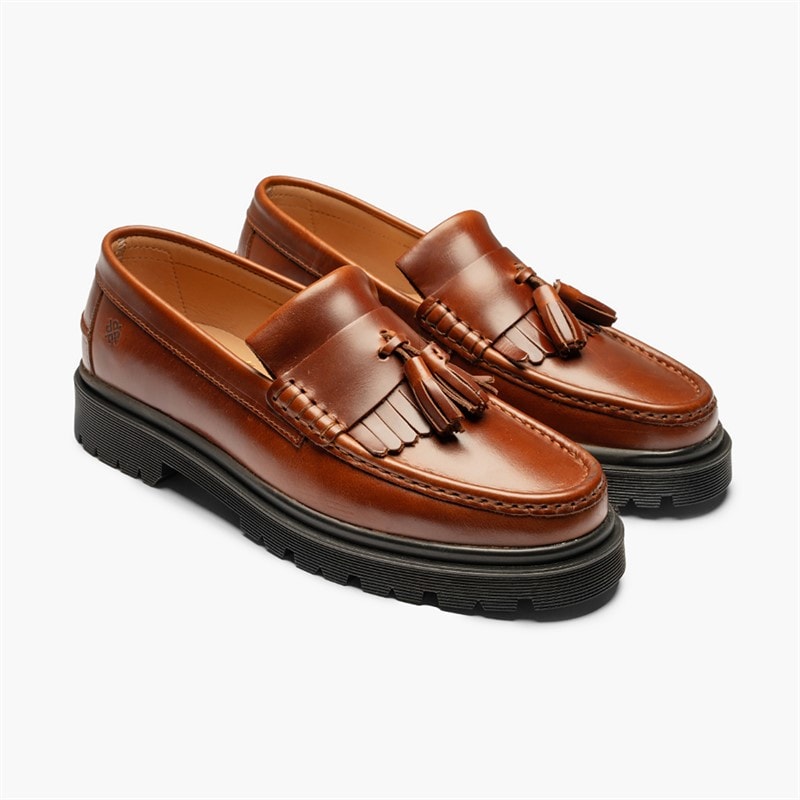 Playboy Footwear Mens Baker Loafers Brandy Leather