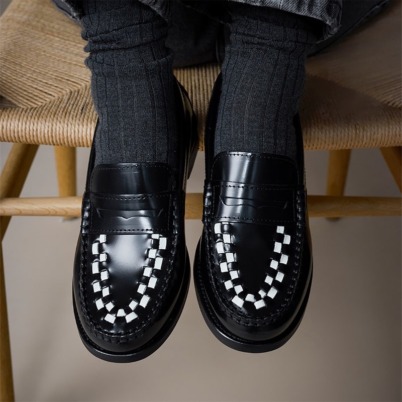 Playboy Footwear Womens Toc1936 Sofia Loafers Black/White Polido - Image 3