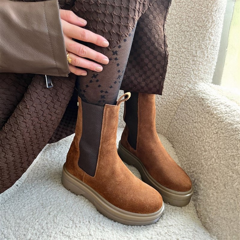 Copenhagen Shoes Womens Going Suede 22 Boots 099 Army W/Brown Sole - Image 1
