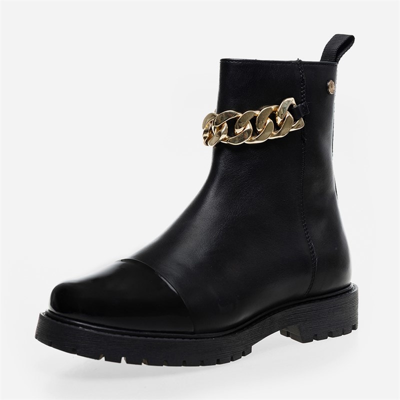 Copenhagen Shoes Womens Flower Eyes Boots 2210 Black/Gold/Patent - Image 2
