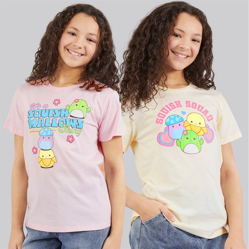 Squishmallows Girls Two Pack T-Shirts Gardenia/Ballerina