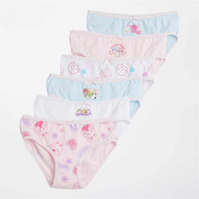 Squishmallows Girls Six Pack Briefs Pink Lavender/White/Silver Cloud