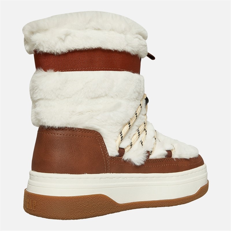 GAP Womens Paradise High Fur Snow Boots Sand Khaki - Image 5