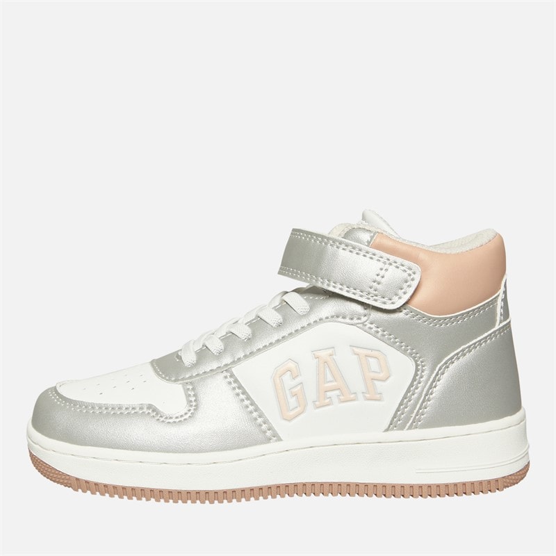 GAP Girls Boston Mid Trainers White Silver Rose