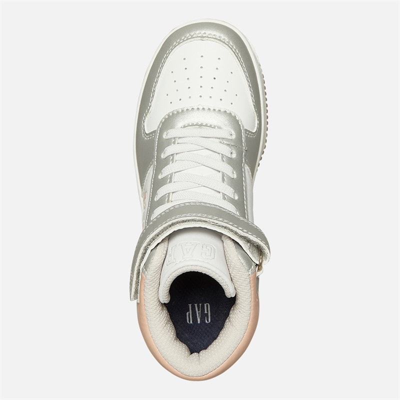 GAP Girls Boston Mid Trainers White Silver Rose - Image 4