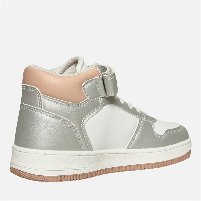GAP Girls Boston Mid Trainers White Silver Rose - Image 5