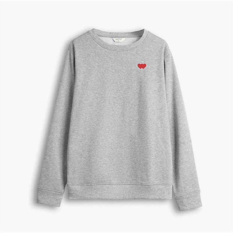 Copenhagen Legacy Mens Crew Heart Print Sweatshirt Grey Melange