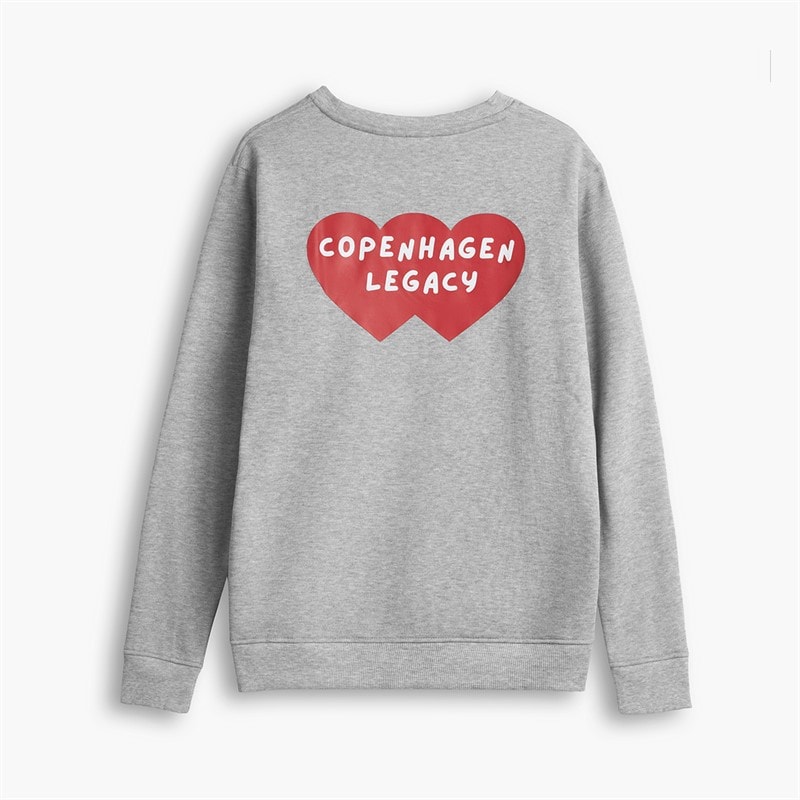 Copenhagen Legacy Mens Crew Heart Print Sweatshirt Grey Melange - Image 2