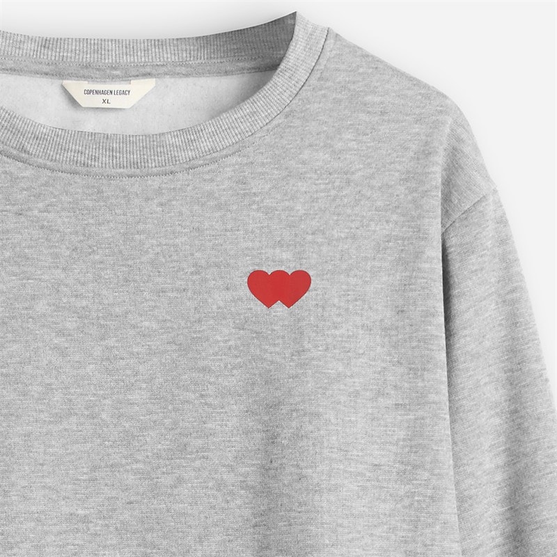 Copenhagen Legacy Mens Crew Heart Print Sweatshirt Grey Melange - Image 3